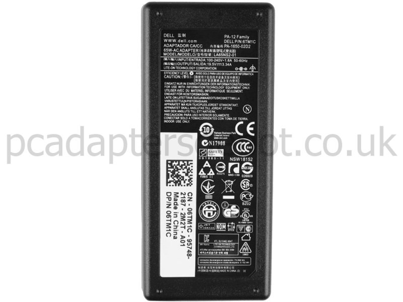 65W Dell P2314T P2314Tt AC Adapter Charger + Power Cord