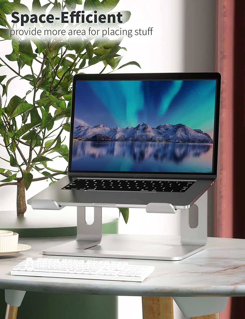Strong heat dissipation Laptop Stand Aluminum Computer Riser Compatible with Apple 10 inch to 15.6 inch Notebook Computer Silver