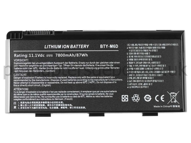 Medion Erazer X7825 MD 98416 MD98416 Battery 87Wh 7800mAh