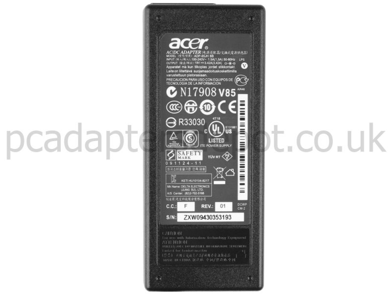 65W Acer TravelMate 8571-944G32 8571-944G50N Adapter + Cord