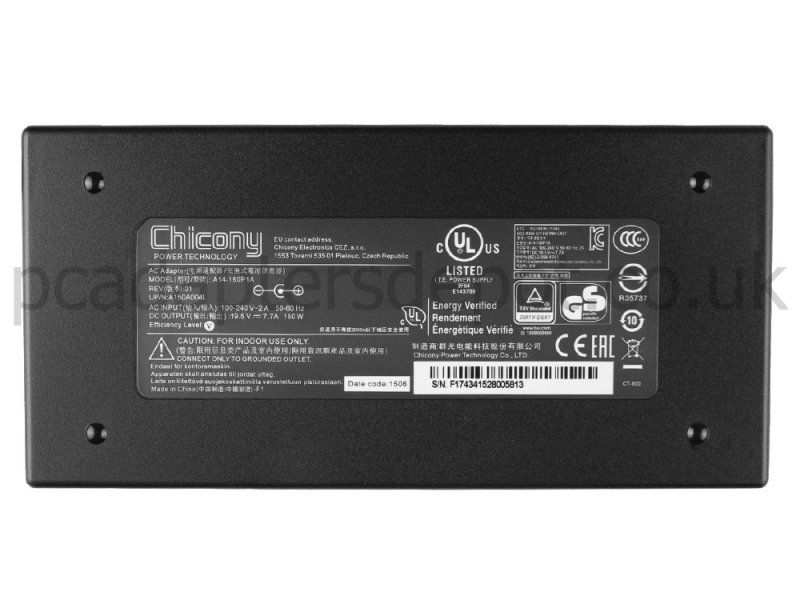 150W Slim MSI GE72 2QE-058PT 2QE-091US AC Adapter + Free Cord