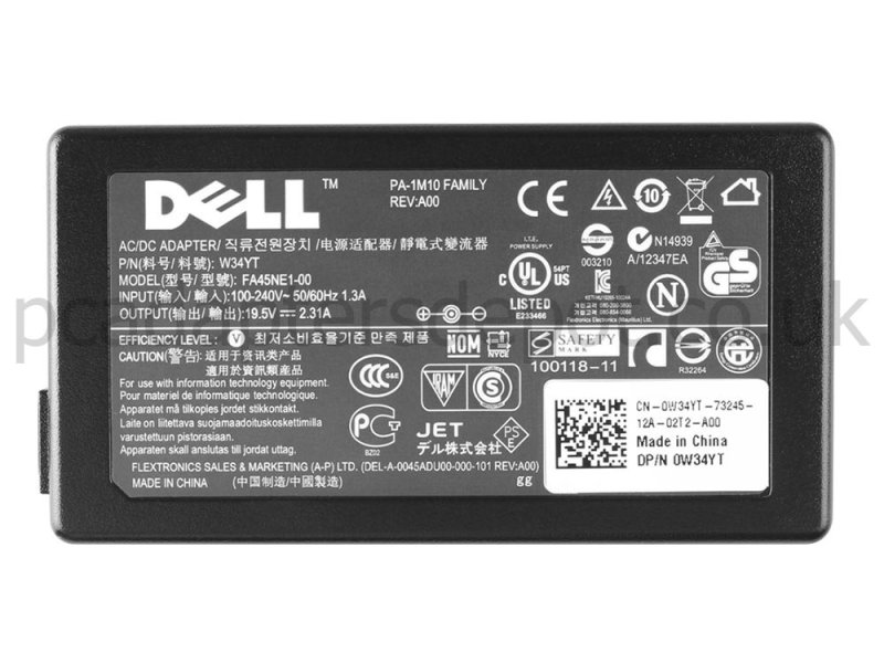 45W Dell Latitude XT3 P05S001 P17G AC Adapter Charger Power Cord