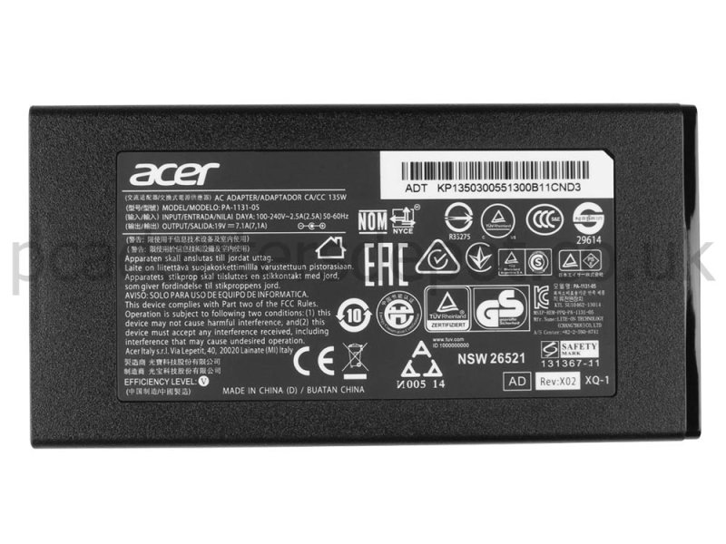 135W Acer Nitro 5 AN515-54-56KU UN.Q5ATA.005 AC Adapter Charger