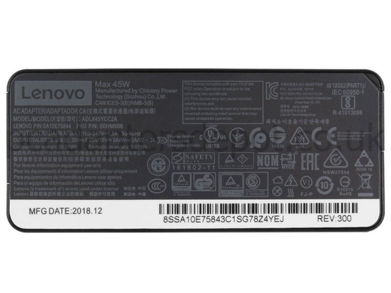 USB-C Lenovo ThinkPad X390 20Q0000LFR AC Adapter Charger 45W