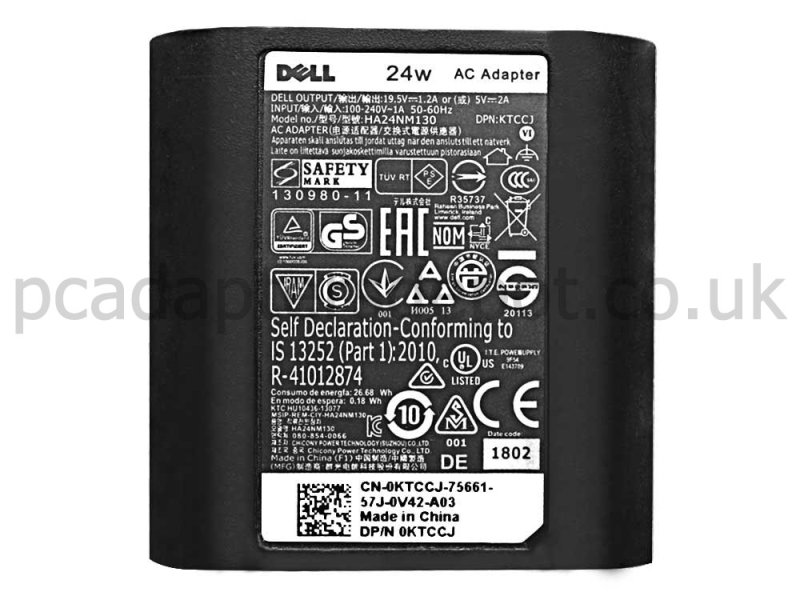 24W Micro USB Dell XDYHF C1R5R AC Adapter Charger