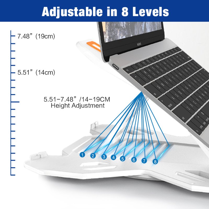 360°Rotating Laptop Stand With Phone Holder Adjustable Portable Stand for Apple 10 inch to 17 inch White