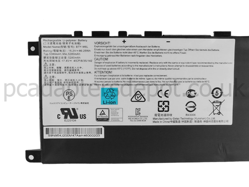 MSI PS63 Modern 8M-073PT Battery 5380mAh 4-Cell