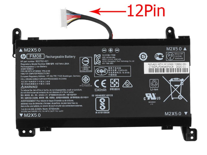 83.22Wh Battery HP Omen 17-an117tx 17-an022na 12Pin