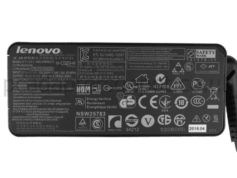 45W Lenovo ThinkPad T470 20HD000A Charger AC Adapter + Cord