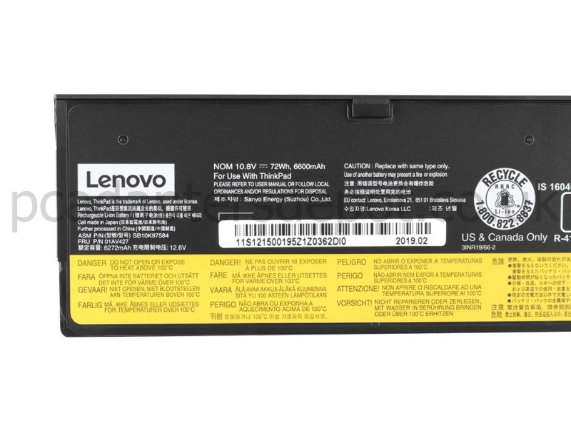 Lenovo ThinkPad P51s 20HC Battery 72Wh 6600mAh