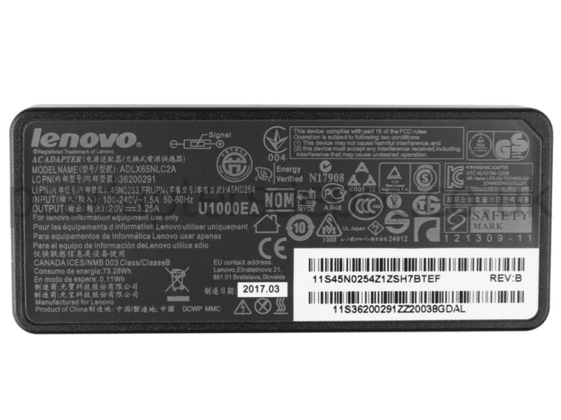 65W Lenovo ADLX65NLT2A AC Adapter Charger + Free Cord