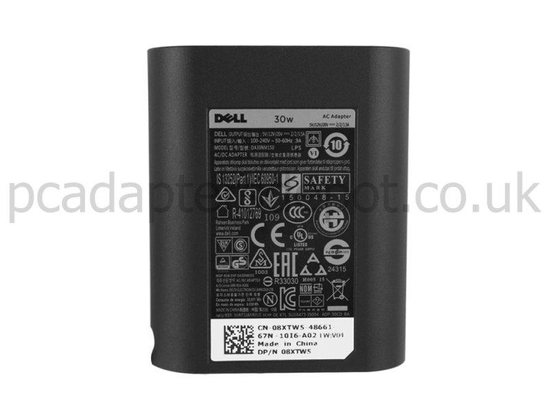 30W USB-C Dell 8XTW5 AC Adapter Charger Power Cord