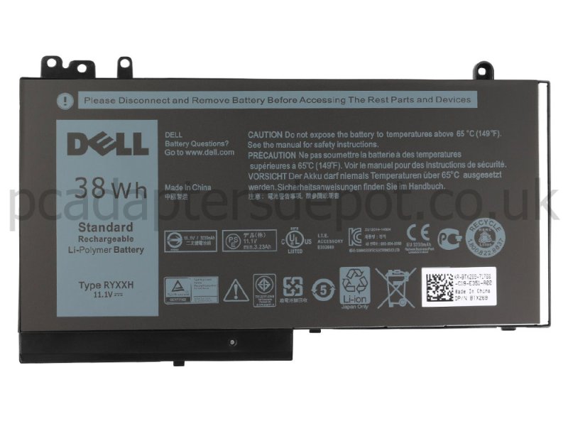 38Wh 3-Cell Dell RYXXH 0RYXXH YD8XC R5MD0 Battery